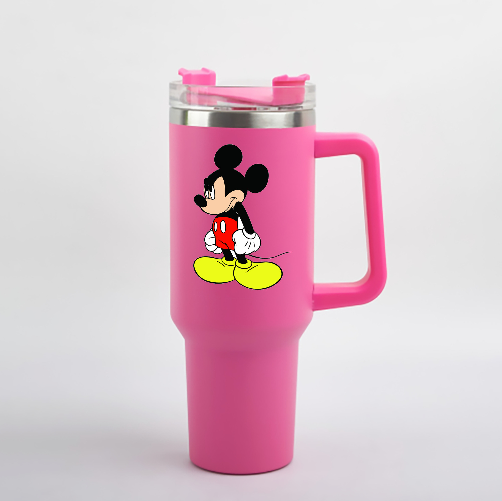 （画像用） ミッキーマウス Mickey Mouse 1200mL車用タンブラー - クリスタルステッカー（プラスチックストロー付き）